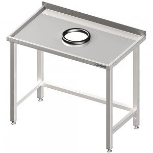 Stół przyścienny bez półki 1800x600x850 mm, z otworem na odpadki